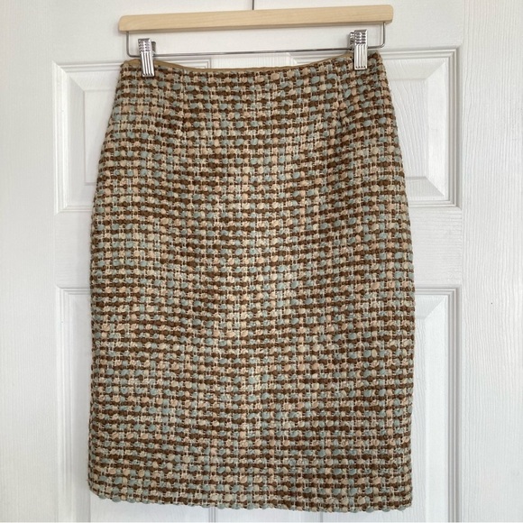 Lela Rose Wool Plaid Silk Lined Pencil Skirt, Size 4 - Picture 1 of 7